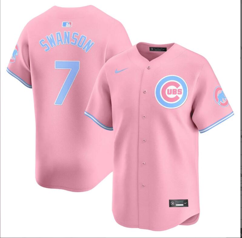 Men Chicago Cubs 24 Bellinger #7 Swanson pink 2024 Nike MLB jersey